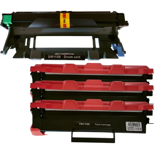 KATRIZ huismerk Drum DR1150 & Toner TN1150 (3x) | Geschikt voor Brother DCP-L1640DW / Brother DCP-L1640W / Brother DCP-L1660W / Brother HL-L1240