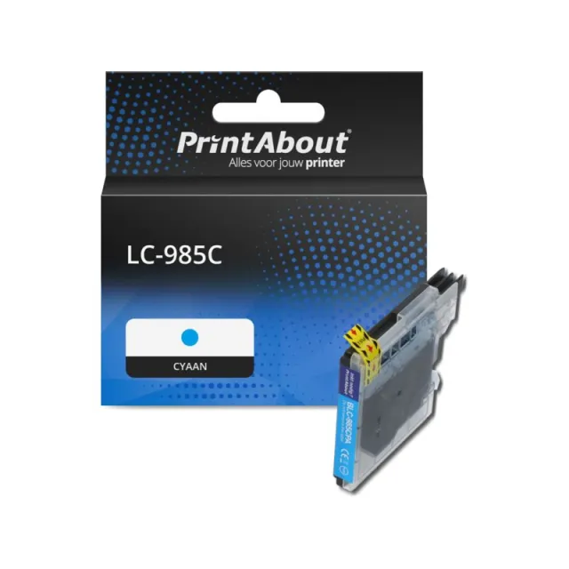 PrintAbout huismerk Inktcartridge LC-985C Cyaan Geschikt voor Brother