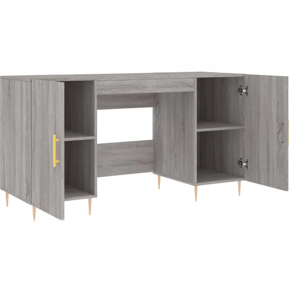 vidaXL Bureau 140x50x75 cm bewerkt hout grijs sonoma eikenkleurig