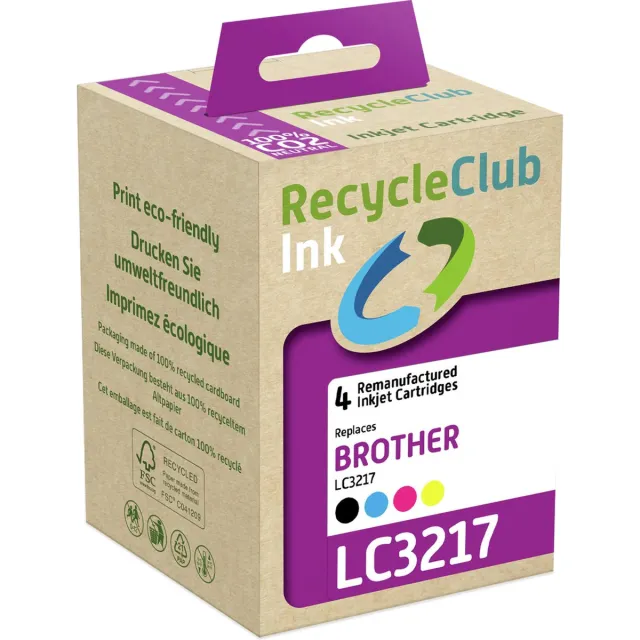 RECYCLECLUB Cartridge compatibel met Brother LC-3217 Multipack K10200RC zwart + kleur
