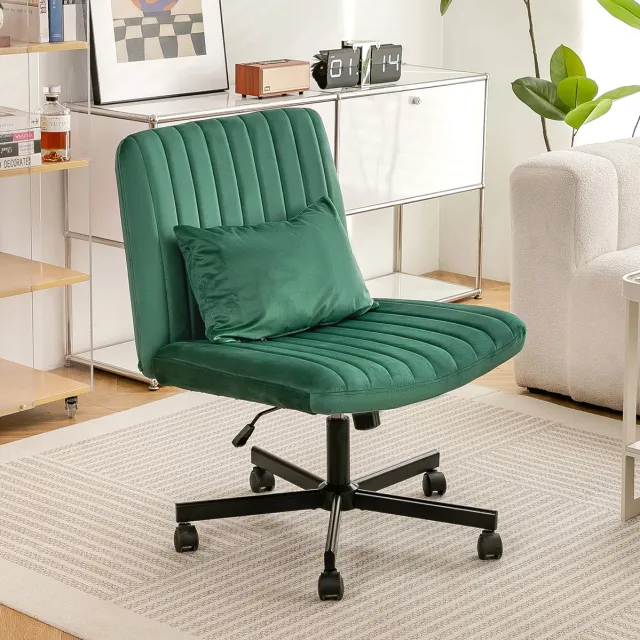 REDOM Bureaustoel - Verstelbare zithoogte - 360° draaibaar - Kantelbare rugleuning - Zonder armleuningen - Thuiskantoor en woonkamer - Stof - 67 x 54,61 x 92,96 cm Groen