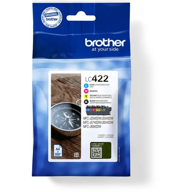 Brother Inktcartridge brother lc-422val zwart 3 kleuren | Blister a 4 stuk | 4 stuks