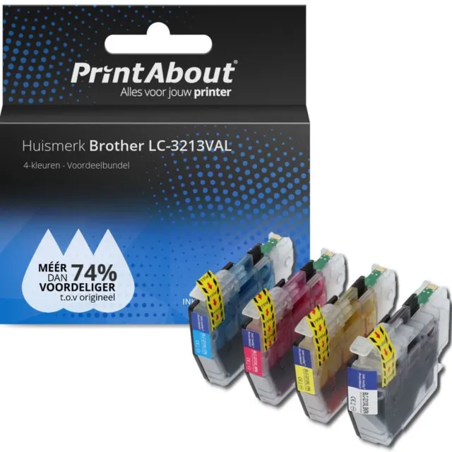 PrintAbout Inktcartridge / Alternatief voor de Brother LC-3213BK Inktcartridge - 4 kleuren 4-kleuren