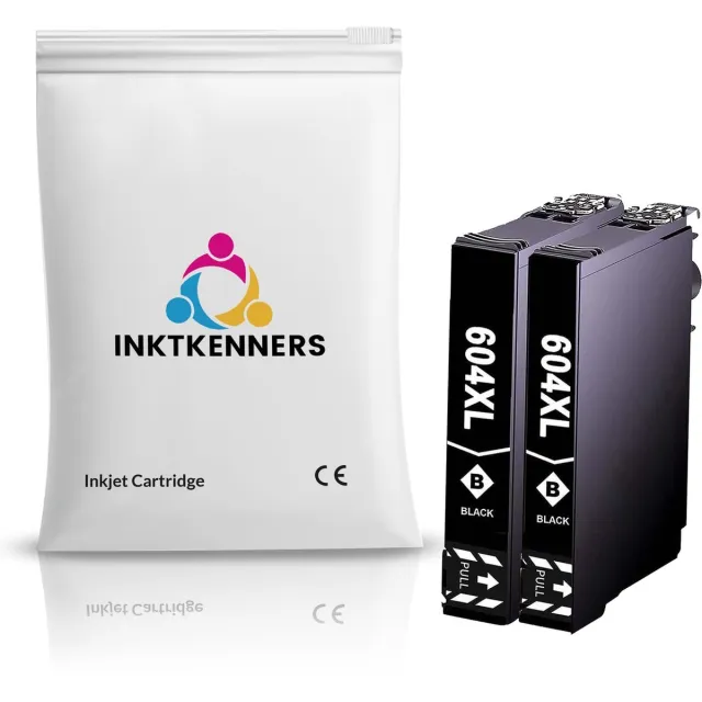 Inktkenners Cartridges Geschikt voor Epson 604 / 604XL | 2x Zwart Geschikt voor EPSON WorkForce WF-2910DWF - WF-2930DWF - WF-2935DWF - WF-2950DWF - XP-2200 - XP-2205 - XP-3200 - XP-3205 - XP-4200 - XP-4205