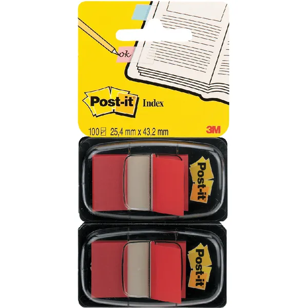 Post-it Indextabs Post-it 680 25.4x43.2mm duopack rood 2x 50 tabs