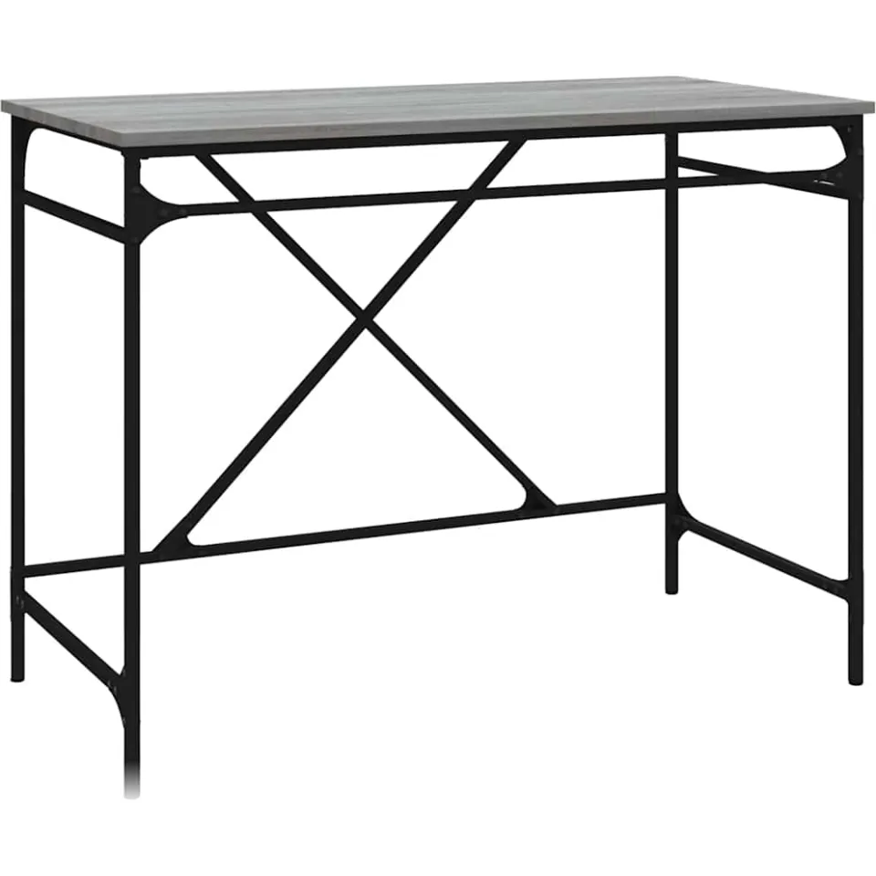 vidaXL Bureau 100x50x75 cm bewerkt hout en ijzer grijs sonoma eiken