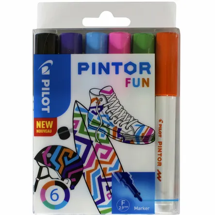 Pilot Verfstift Pilot Pintor fun fijn assorti etui à 6 stuks