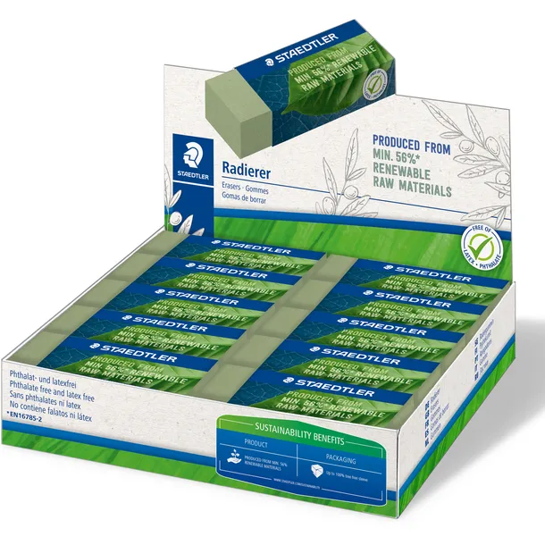 Staedtler Gum Staedtler Eco 52680 65x23x10mm olijfgroen display