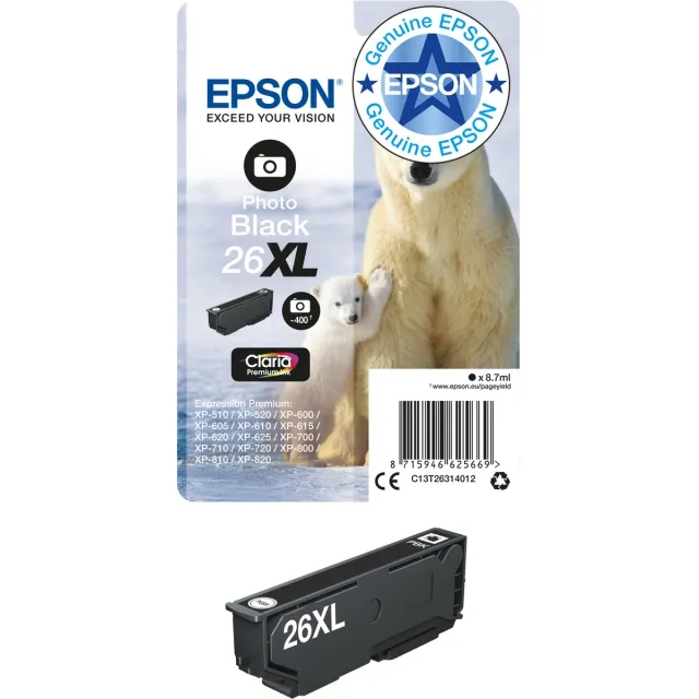 Epson Original Ink Cartridge Epson C13T26314022 Black Zwart