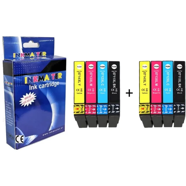 inkmaster premium huismerk ink cartridges voor Epson T0715, multipack van 8 stuks (T0711 T0712 T0713 T0714) voor Epson Stylus D120, S20, S21, SX100, SX105, SX110, SX115, SX200, SX205, SX210, SX215, SX218, SX400, SX405, SX410, SX415, SX510W, SX600FW