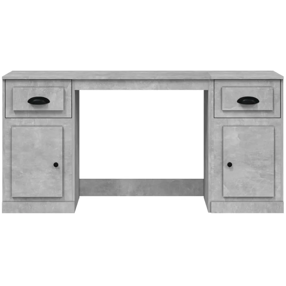 vidaXL Bureau met kast bewerkt hout betongrijs grijs, foto 4