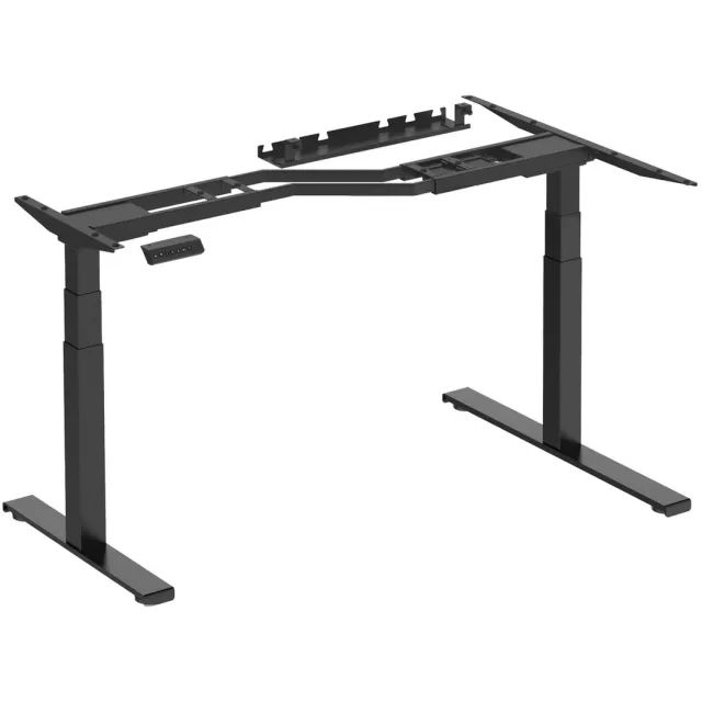 Worktrainer Lumi Zit Sta Hoek Bureau - Hoogte 62-128 cm - Breedte 125-165 cm - Elektrisch Frame – In Hoogte Verstelbaar Onderstel - Zwart - Met Geheugenfunctie