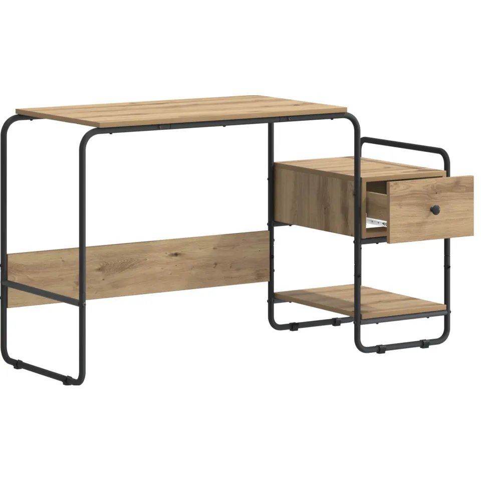vidaXL Bureau met opbergruimte Artisanaal eiken 131,5 x 50 x 75,5 cm
