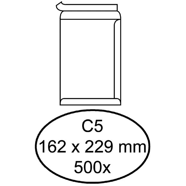 Quantore Envelop Quantore akte C5 162x229mm zelfklevend wit 500 stuks