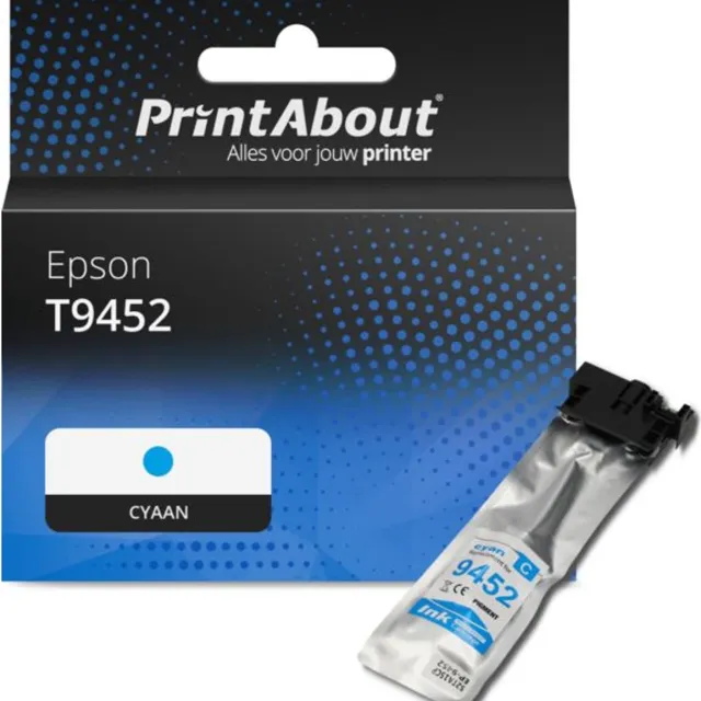 PrintAbout huismerk Inktcartridge T9452 Cyaan Hoge capaciteit geschikt voor Epson