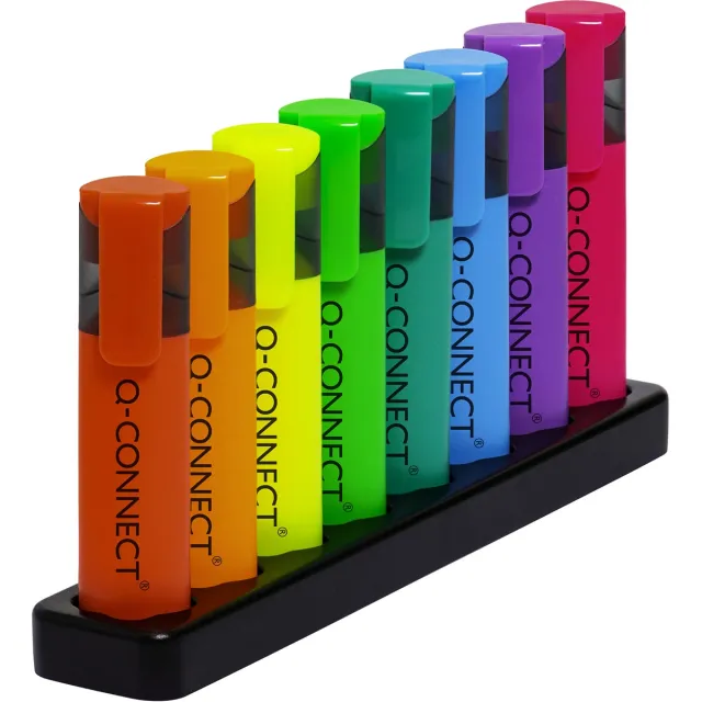 Q-CONNECT markeerstift neon, deskset, 8 verschillende kleuren