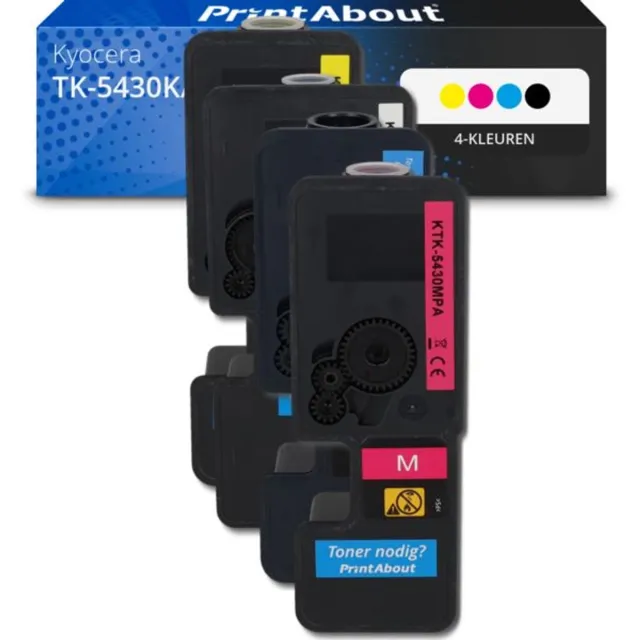 PrintAbout huismerk Toner TK-5430K/C/M/Y 4-kleuren Multipack geschikt voor Kyocera