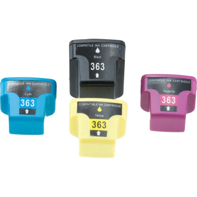 KATRIZ huismerk ink HP363 Zwart + HP363 Cyaan + HP363 Magenta + HP363 Geel | voor HP PhotoSmart 3210/3210/3300/3310/8250 | 4 stuks Zwart, Cyaan, Magenta, Geel