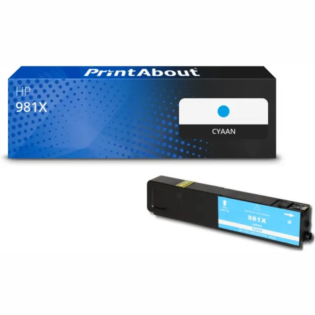 PrintAbout huismerk Inktcartridge 981X (L0R09A) Cyaan Hoge capaciteit Geschikt voor HP