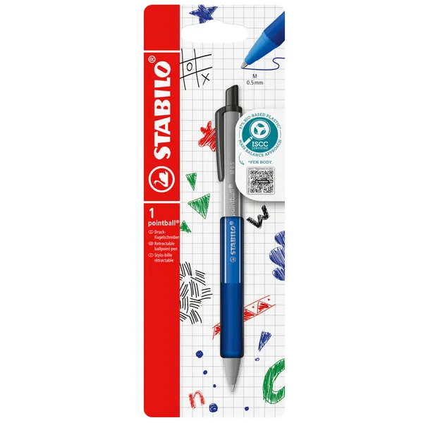 Stabilo Balpen STABILO pointball colorful medium blauw blister à 1 stuk