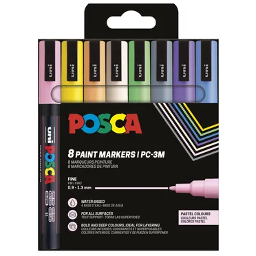 Posca Paintmarker Uni POSCA PC3M fijn pastel assorti set à 8 stuks