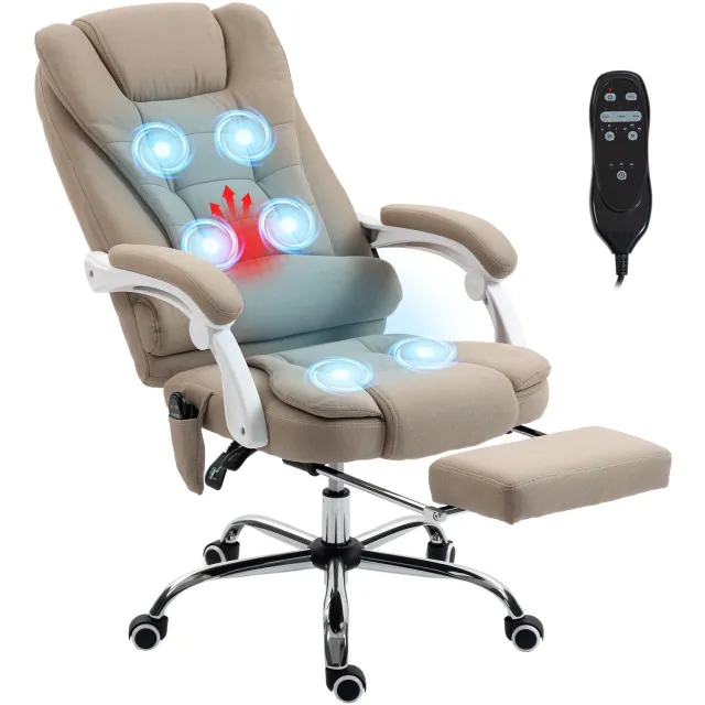 Lunpog Bureaustoel ergonomisch - Directiestoel - Massage stoel - Bureaustoelen voor volwassenen Beige