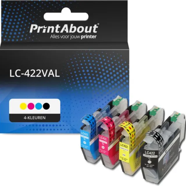 PrintAbout huismerk Inktcartridge LC-422VAL 4-kleuren Multipack geschikt voor Brother