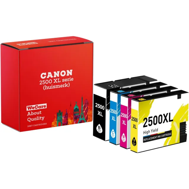 WeCare 4-pack | Geschikt voor Canon PGI-2500 XL Multipack inktcartridges - IB4050 - MB5050 - MB5155 - MB5150 - MB5350 - MB5450 - MB5455 Multipack 4 cartridges
