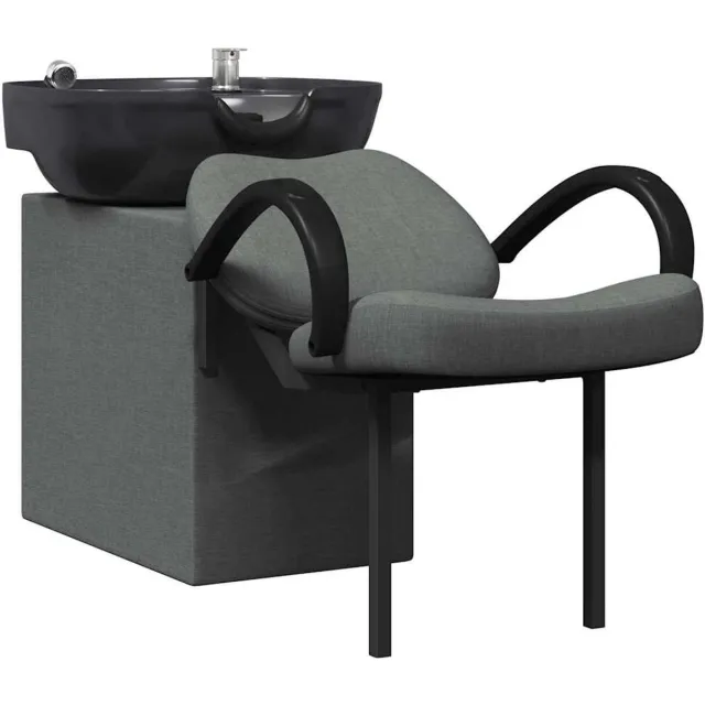 vidaXL Shampoo - Stoel - Donkergrijs - en - Zwart - 136 - x - 60 - x - 92 - cm - Kunststof Donkergrijs en Zwart