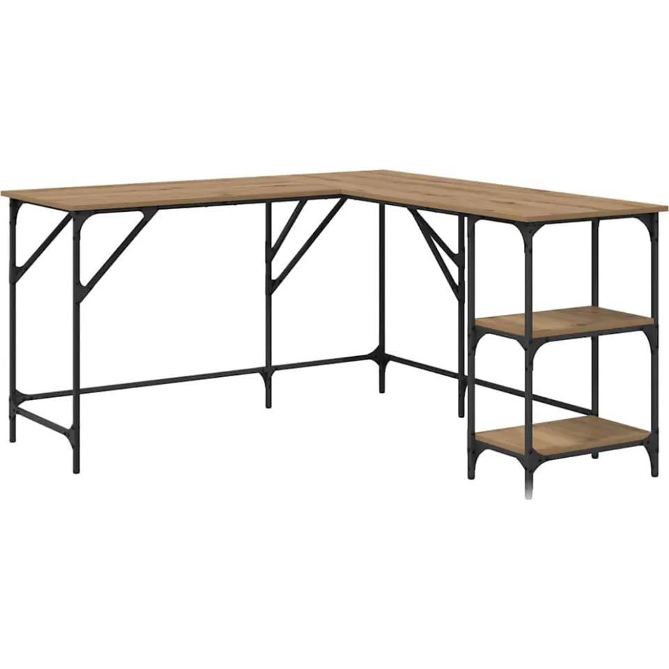 vidaXL Bureau Artisan Eiken 139 x 139 x 75 cm Bewerkt hout Bruin