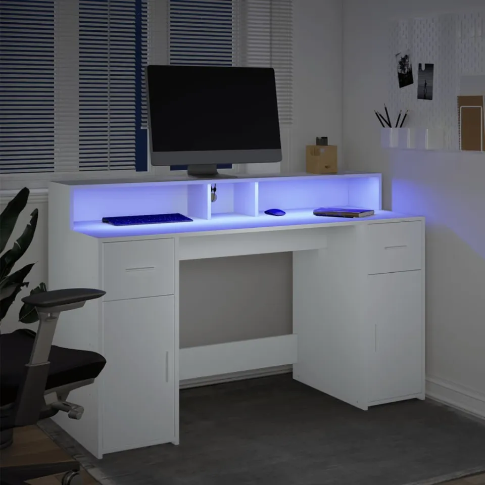 vidaXL Desk Wit 140 x 55 x 91 cm Engineered wood, foto 4