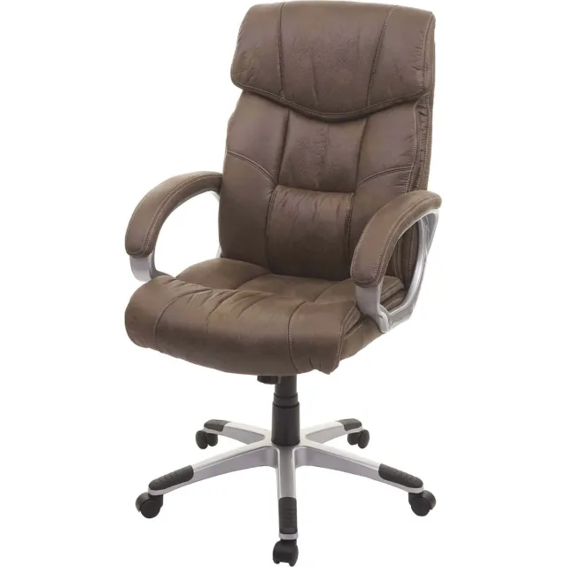 MCW Bureaustoel MCW-A71, directiedraaistoel bureaustoel, stof/textiel, MVG ~ suède look bruin