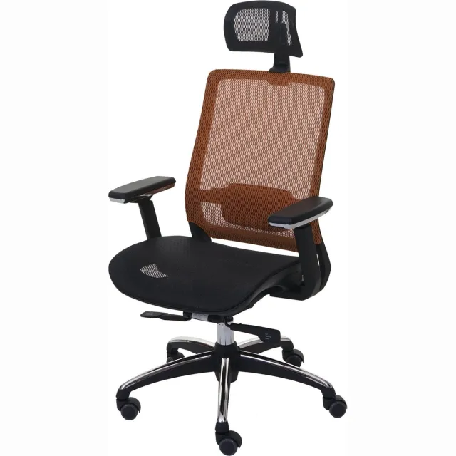 MCW Bureaustoel MCW-A20, bureaustoel, ergonomische hoofdsteun stof/textiel ISO9001 ~ zwart/oranje