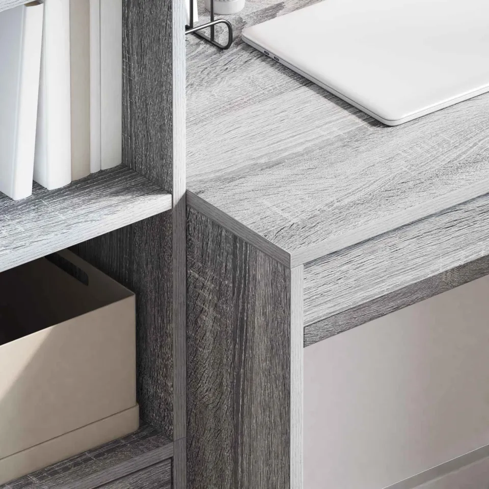 vidaXL Bureau Grijs Sonoma 125,5 x 50 x 127 cm 2 st, foto 3