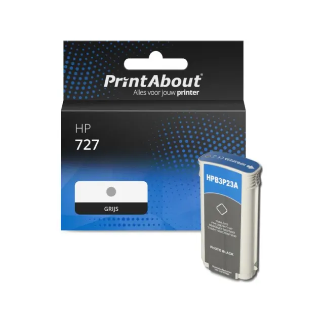 PrintAbout huismerk Inktcartridge 727 (B3P24A) Grijs Hoge capaciteit Geschikt voor HP