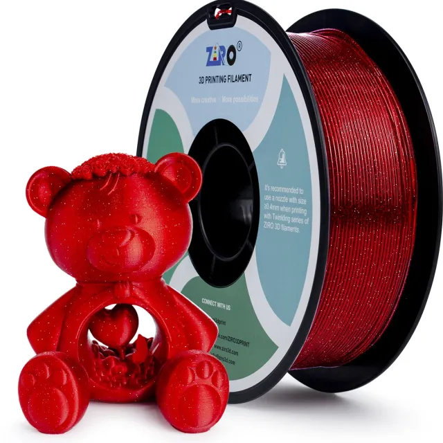 Ziro 3D ZIRO Twinkling PLA Filament 1.75mm – 1KG – Bright Red Glitter – Rood Sparkle 3D Printer Filament