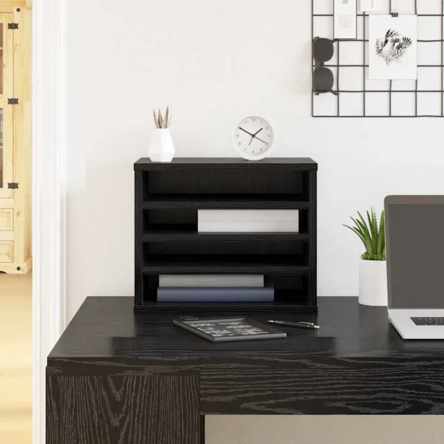 vidaXL Bureau Organizer Zwart Eiken 36 x 26 x 29,5 cm Bewerkt hout