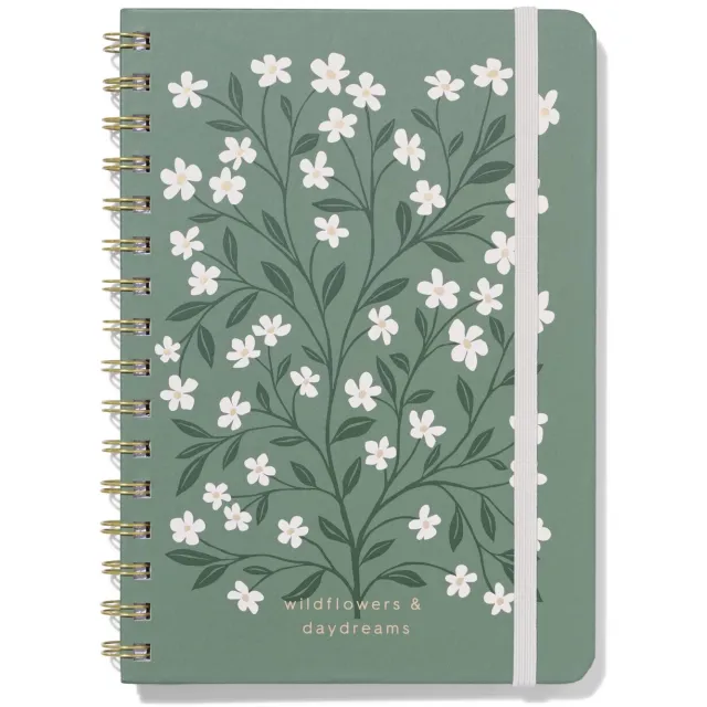 HEMA Notitieboek A5 gelinieerd bloemen (donkergroen)