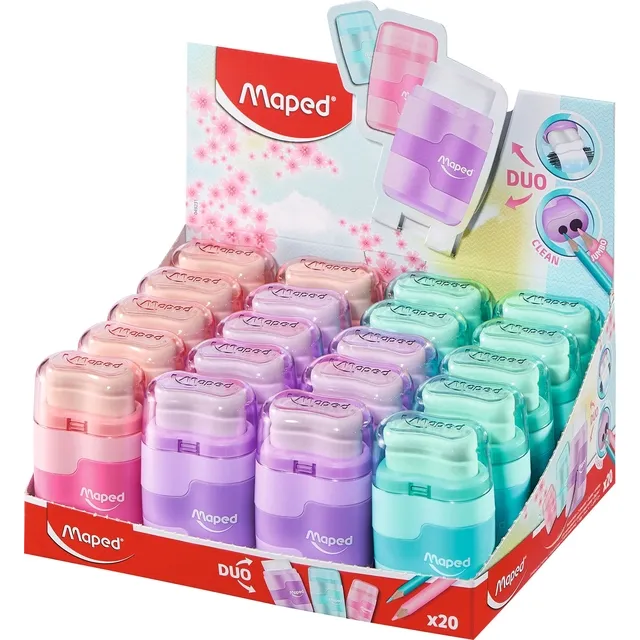 Maped Puntenslijper Maped Connect 2-gaats met gum pastel assorti