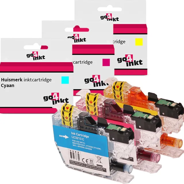 Go4inkt compatible met Brother LC-3213 c/m/y inkt cartridges cyaan/magenta/yellow - 3 stuks Cyaan, Magenta, Yellow