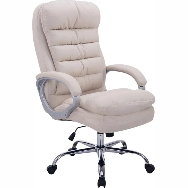 CLP Bureaustoel BIG Vancouver - Verstelbaar - Kantelfunctie - 150 kg - Stof - creme