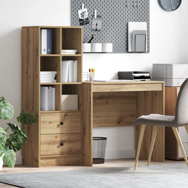 vidaXL Bureau Artisan Eiken 135,5 x 50 x 127 cm 2 st, foto 2