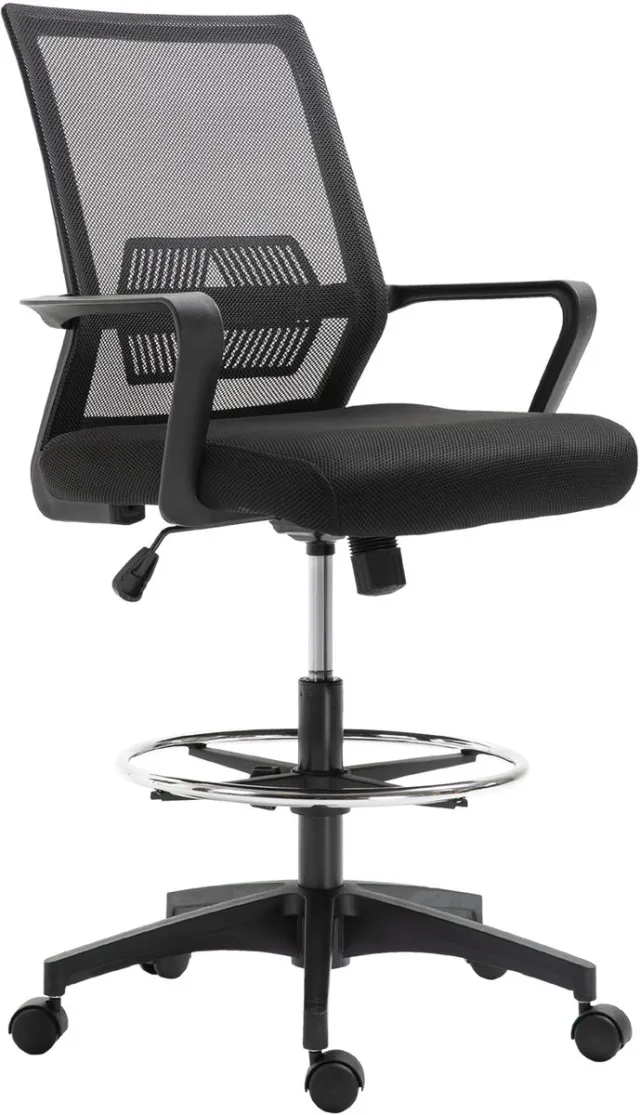 Vinsetto staande bureaustoel - stof - 64x59x124cm - zwart
