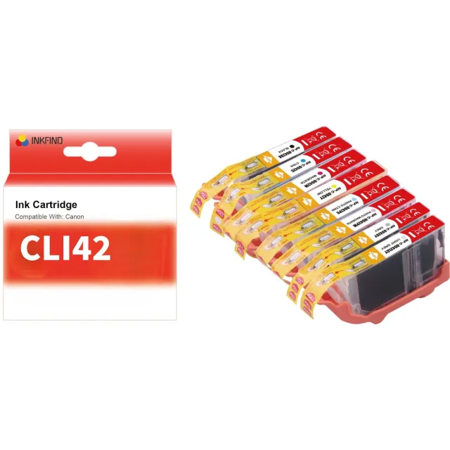INKFIND CLI-42 inktcartridge multipack (8 Pack) compatibel met Canon CLI-42 CLI42 (8-pack BK C M Y PC PM GY LGY) Geschikt voor Canon Pixma Pro-100 Pro100s – 8 Pack