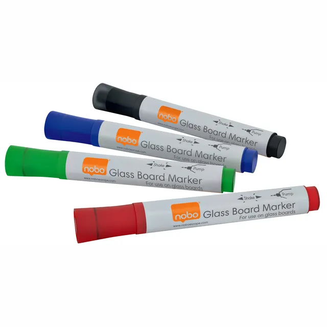 Nobo Viltstift Nobo glasbord assorti 4 stuks