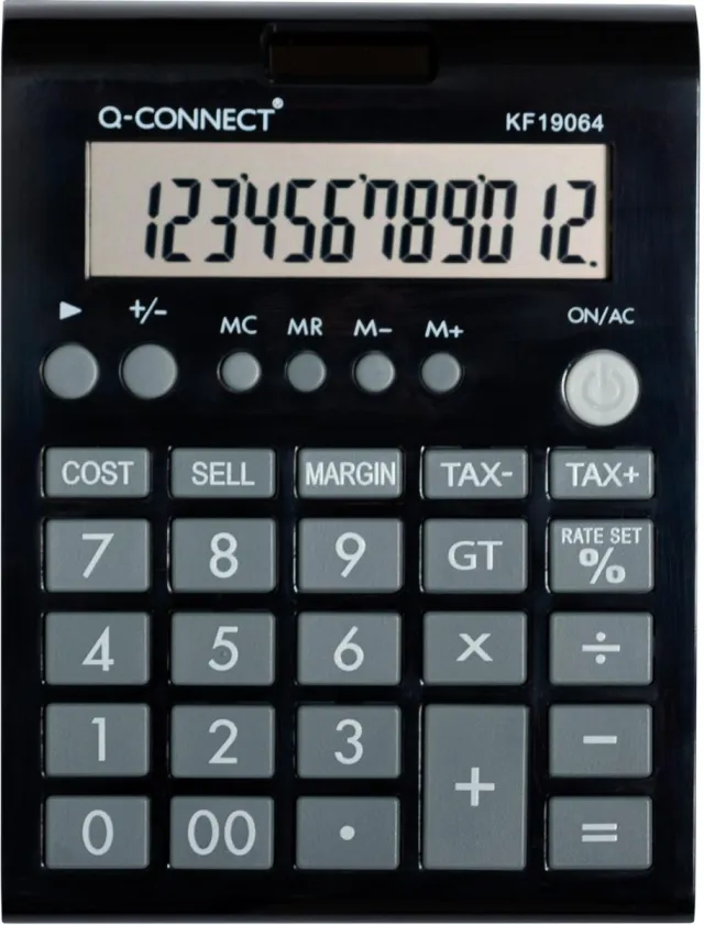 Q-CONNECT bureaurekenmachine KF19064, 12 cijfers, zwart