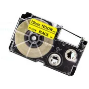 Huismerk Casio XR-12YW Labeltape 12mm Zwart op Geel