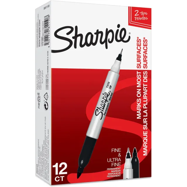 Sharpie permanente marker, twin tip, zwart