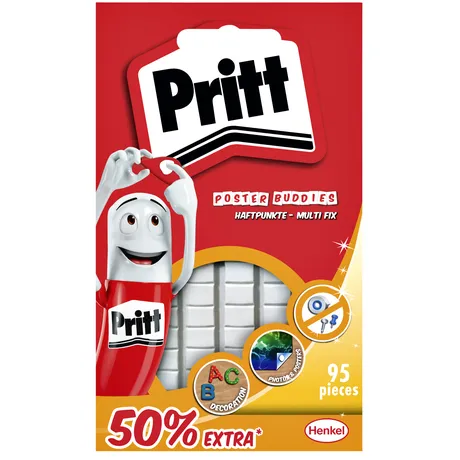 Pritt Buddies Pritt dubbelzijdige kleefpad poster blister à 95 stuks 50% gratis