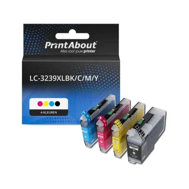PrintAbout huismerk Inktcartridge LC-3239XLBK/C/M/Y 4-kleuren Multipack Hoge capaciteit Geschikt voor Brother